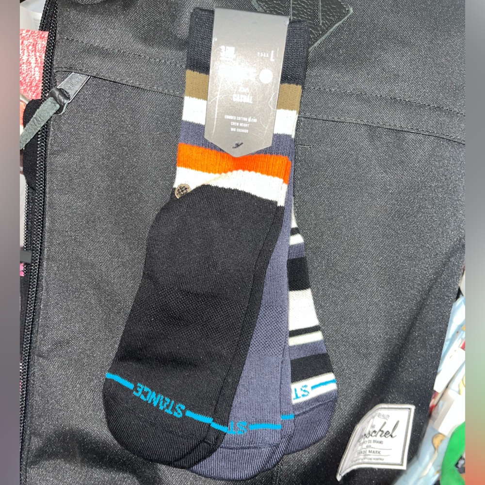 Stance Black and Blue Striped Socks Youth Large NEW NWT